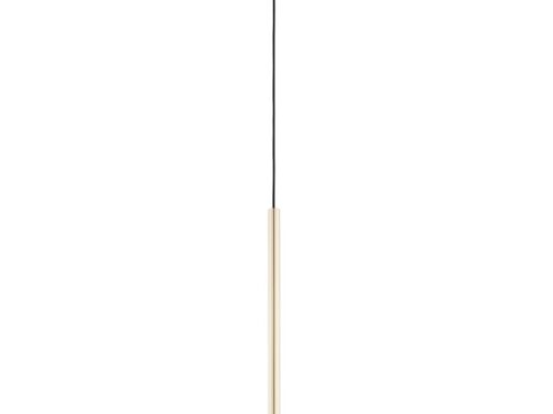 Hanglamp Doolden zwart met gouden details en slank cilindervormig design, verstelbare hoogte