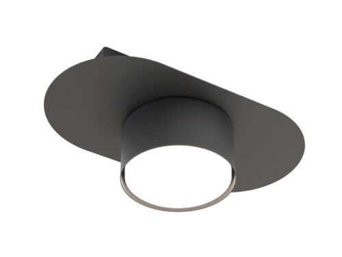 Plafondlamp Caundis zwart, moderne ronde vorm van gepoedercoat staal met GX53-fitting
