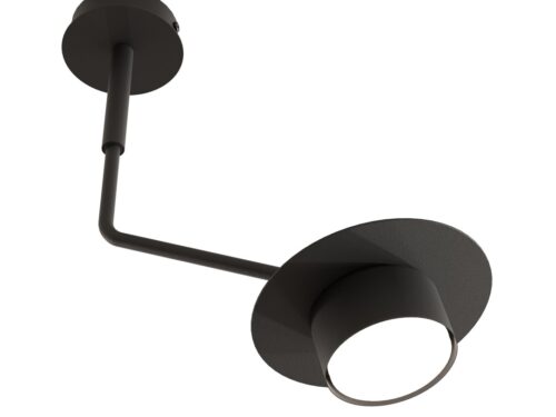 Sliltora zwarte plafondlamp met minimalistisch ontwerp, gepoedercoat staal en verstelbare arm