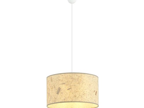 Hanglamp Beestane Zwart Ø35 cm met verstelbare witte ophanging en warme bruine stoffen kap