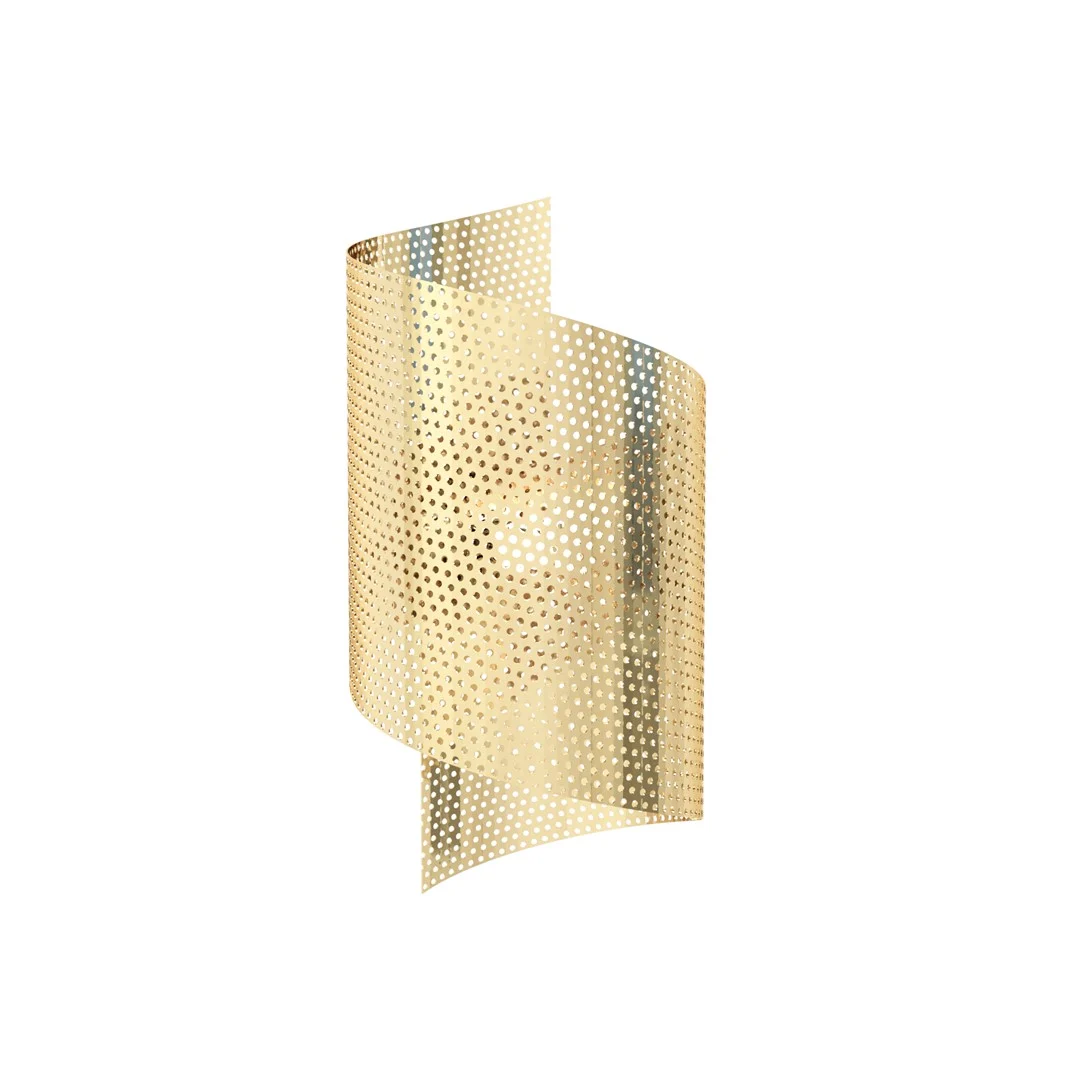 Wandlamp Breilek Goud met spiraalvormig geperforeerd metalen ontwerp en warme gouden afwerking