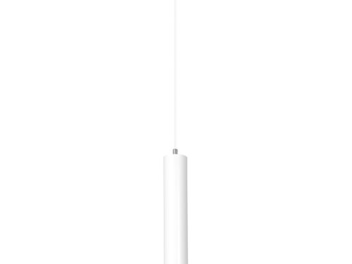 Hanglamp Cannes Wit met zilveren accenten, strak cilindervormig ontwerp en verstelbare hoogte