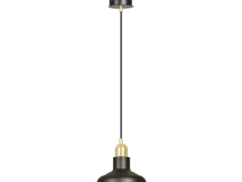 Hanglamp Klemoro Zwart, industriële pendel in zwart gepoedercoat staal met verstelbare hoogte en E27-fitting