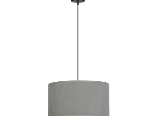 Hanglamp Haunsella zwart Ø35 cm met grijze stoffen kap en minimalistische uitstraling