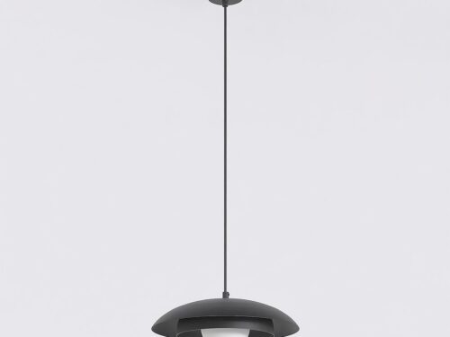 Hanglamp Kleldora Zwart Ø10 cm met verstelbare hoogte, zwart stalen frame en witte kap
