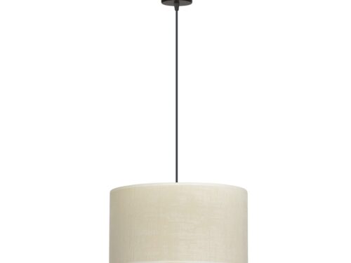 Hanglamp Joody Zwart Ø35 cm met witte stoffen kap en verstelbare hoogte, strak en minimalistisch ontwerp