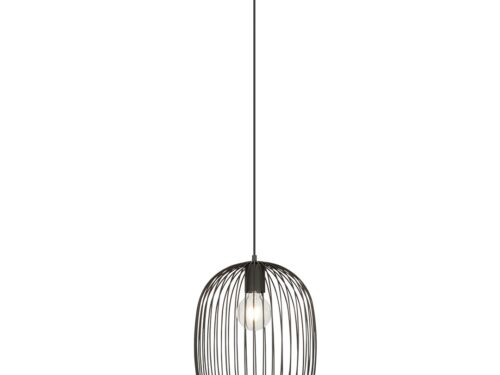 Hanglamp Sinnas zwart Ø33 cm met ovale draadkap, verstelbare hoogte en industriële look