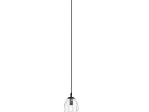 Hanglamp Raanund zwart Ø12 cm met transparante glazen kap en verstelbare kabel