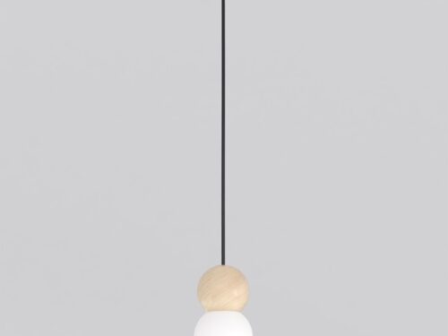 Hanglamp Bauntaro Zwart Ø10 cm met hout en witte lampenkap, modern en compact ontwerp