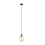 Hanglamp Noemi Zwart Ø12 cm met verstelbaar snoer en amberkleurige glazen kap