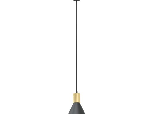 Hanglamp Stassella Zwart Ø16 cm met gouden binnenzijde en verstelbare hoogte, industrieel design