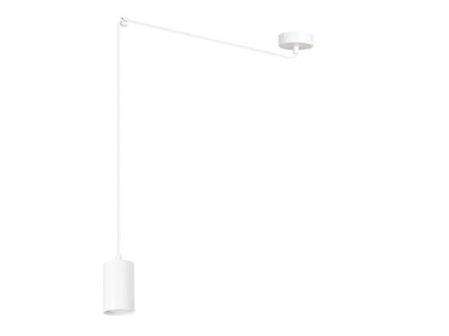 Hanglamp Steeltora Wit met strakke witte afwerking en verstelbare arm, minimalistisch design