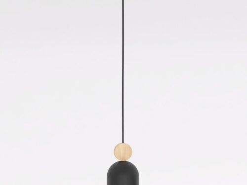 Hanglamp Troodand zwart met hout, verstelbare kabel en slank Scandinavisch design