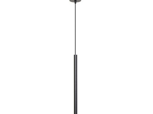 Hanglamp Feistura Zwart, minimalistisch design van gepoedercoat staal, verstelbare hoogte, slanke zwarte buis