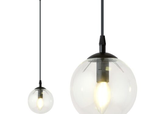 Hanglamp Heeltor zwart Ø14 cm met transparante glazen kap en strakke, moderne uitstraling