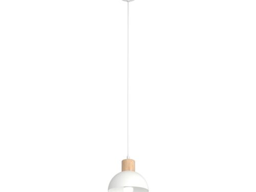 Reeldio witte plafondlamp Ø18 cm met houten accent en E27-fitting, modern en sfeervol
