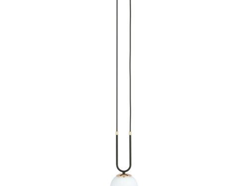 Hanglamp Rallesta Zwart Ø15 cm met witte glazen kap en verstelbare ophanging in retro stijl