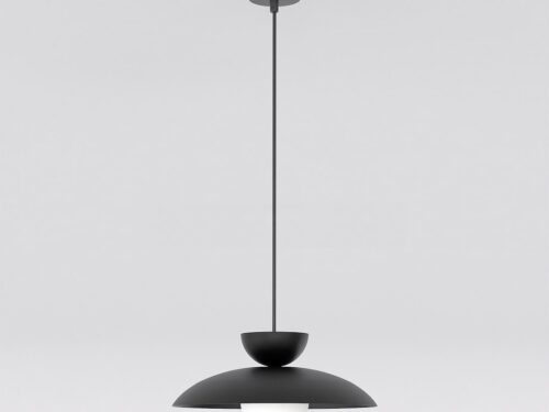 Hanglamp Fintos Zwart Ø10 cm met verstelbaar snoer, mat zwart staal en witte glazen bol