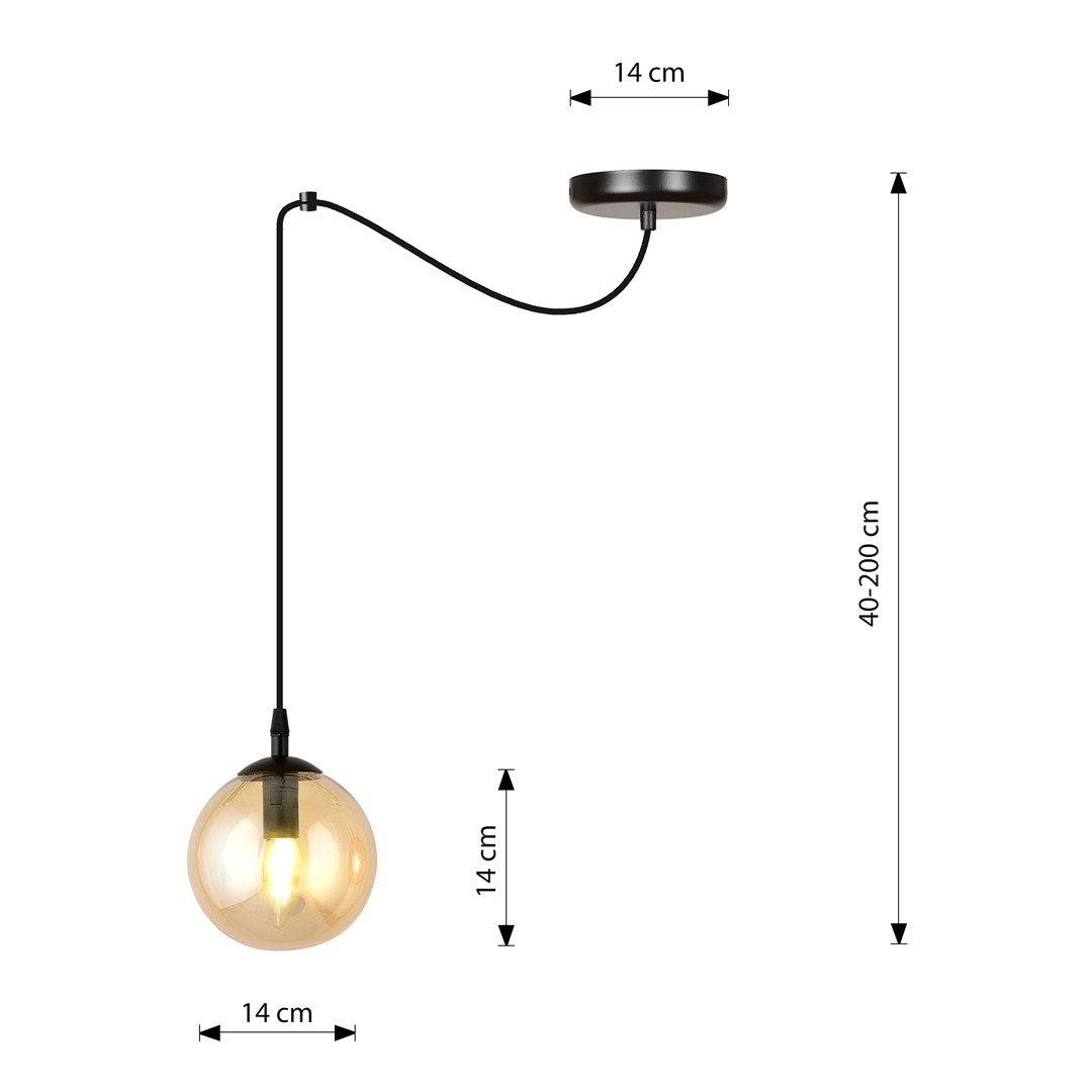 Hanglamp Deidena Zwart Ø14 cm - Afbeelding 3
