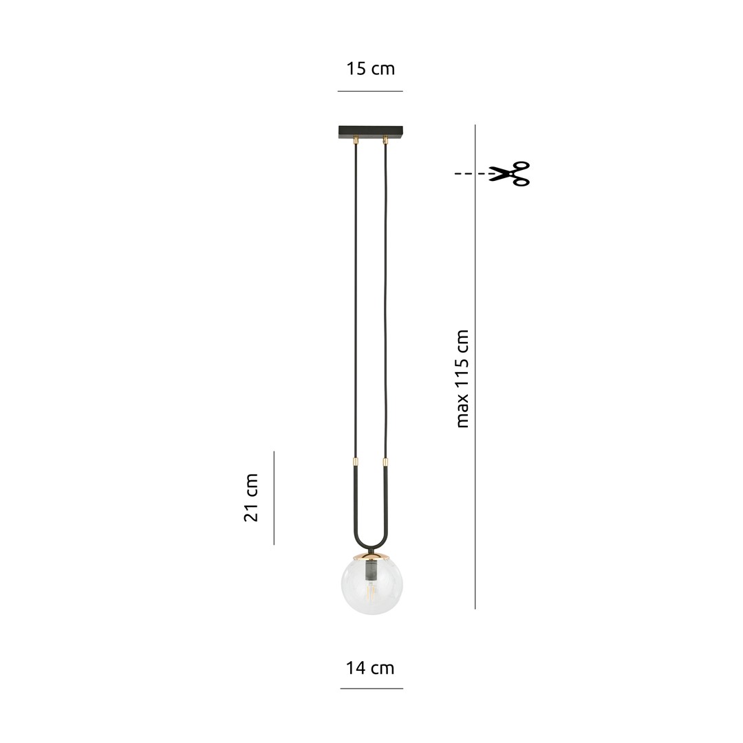Hanglamp Naukino Zwart Ø14 cm - Afbeelding 6