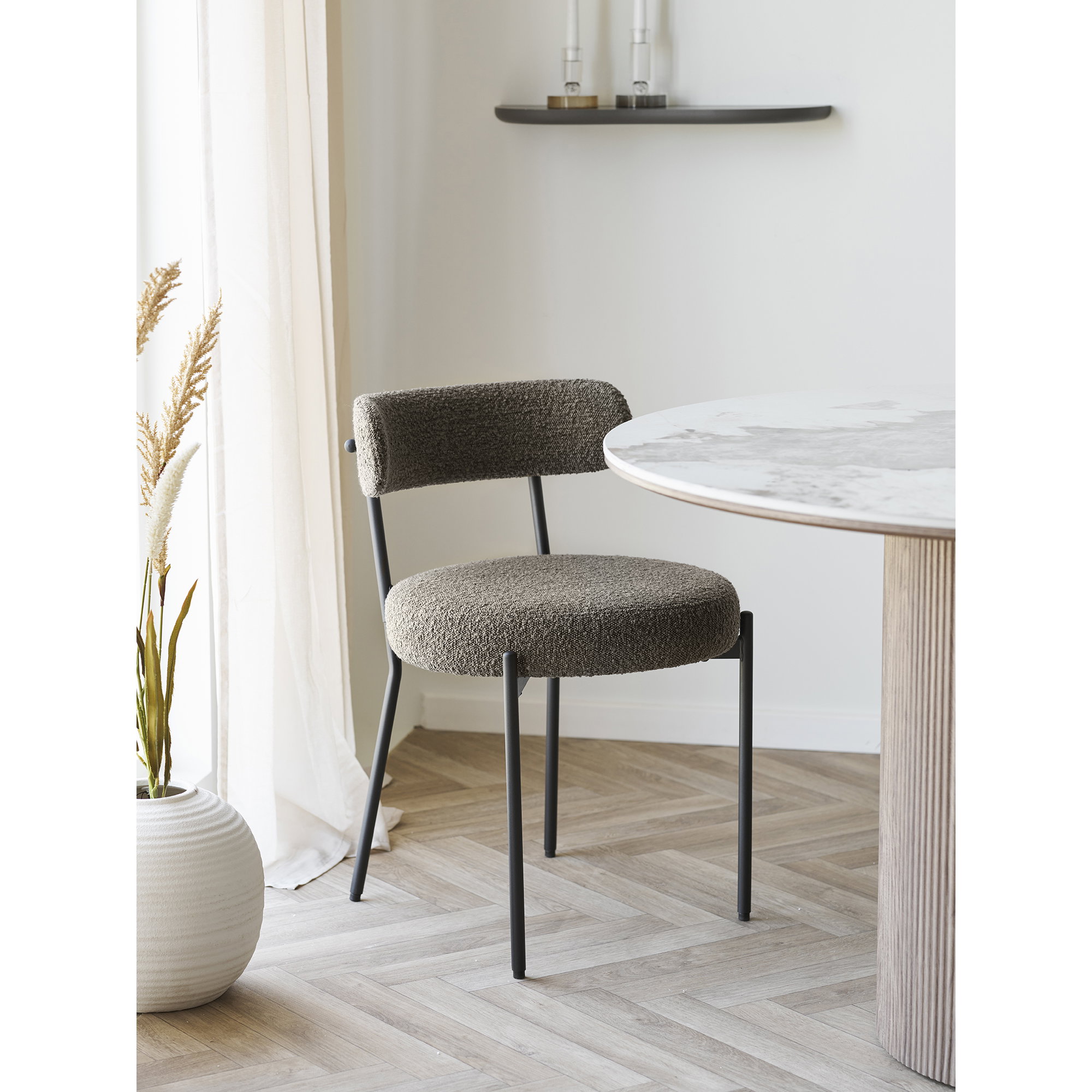 Eetkamerstoel Deessund Polyester Bruin - Set van 2 - Afbeelding 6