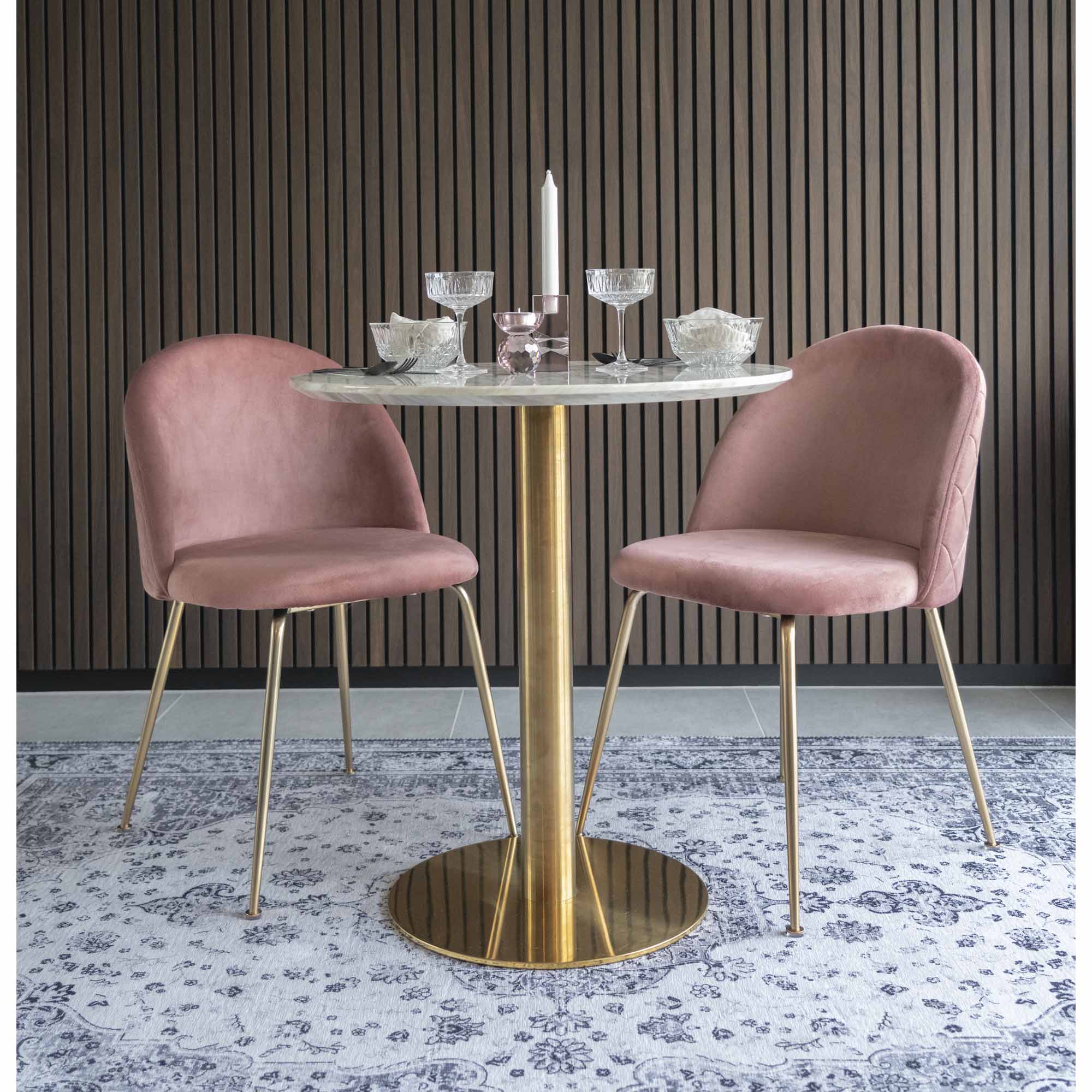 Eetkamerstoel Rauskello Velvet Roze - Set van 2 - Afbeelding 11