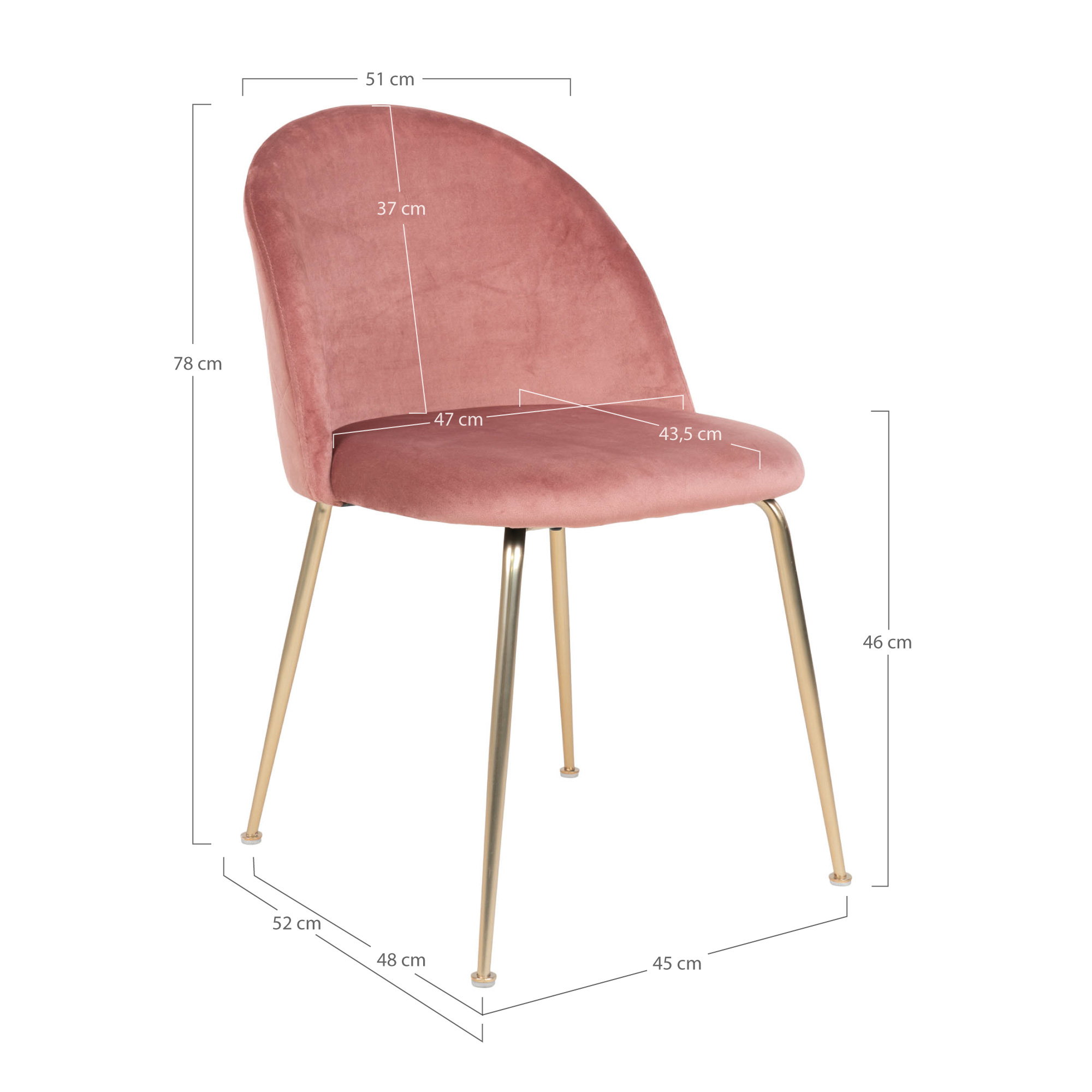 Eetkamerstoel Rauskello Velvet Roze - Set van 2 - Afbeelding 5