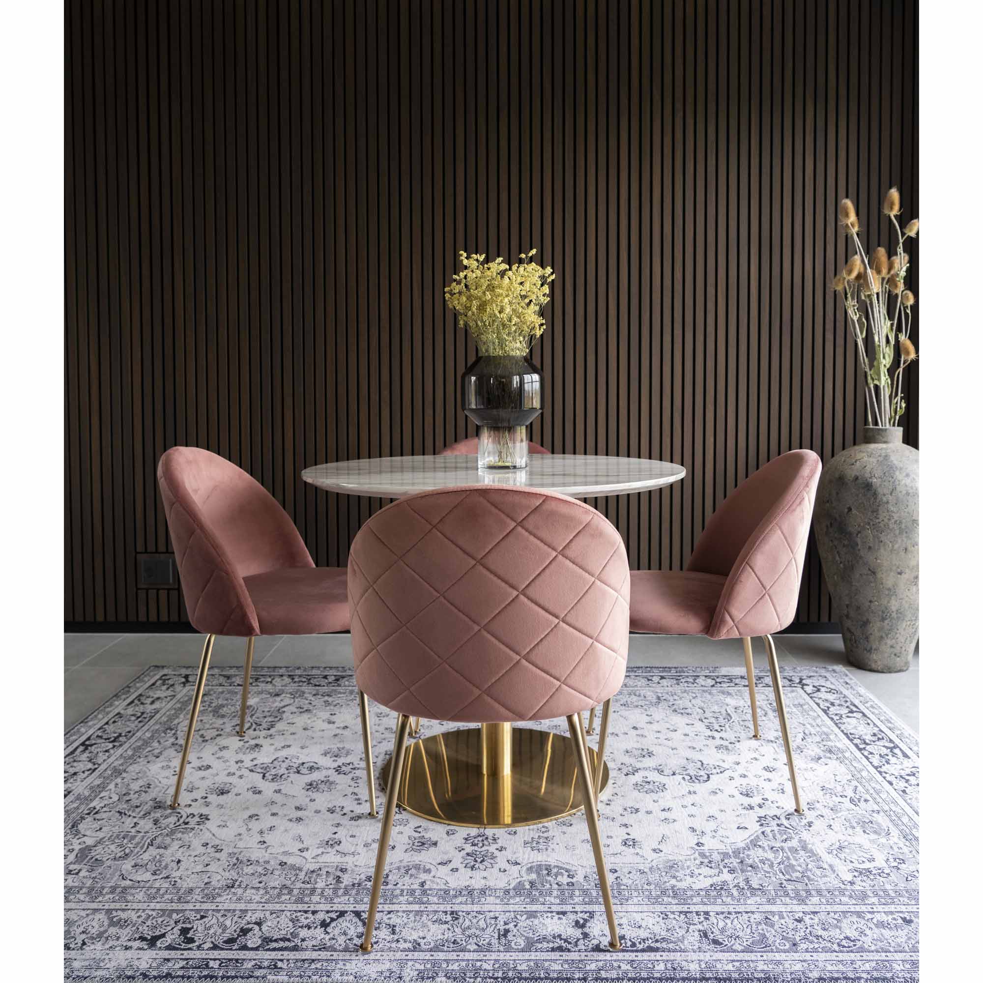 Eetkamerstoel Rauskello Velvet Roze - Set van 2 - Afbeelding 9