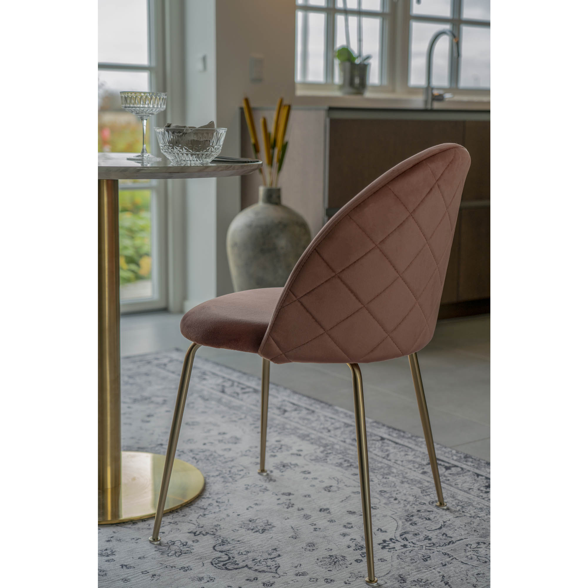 Eetkamerstoel Rauskello Velvet Roze - Set van 2 - Afbeelding 10