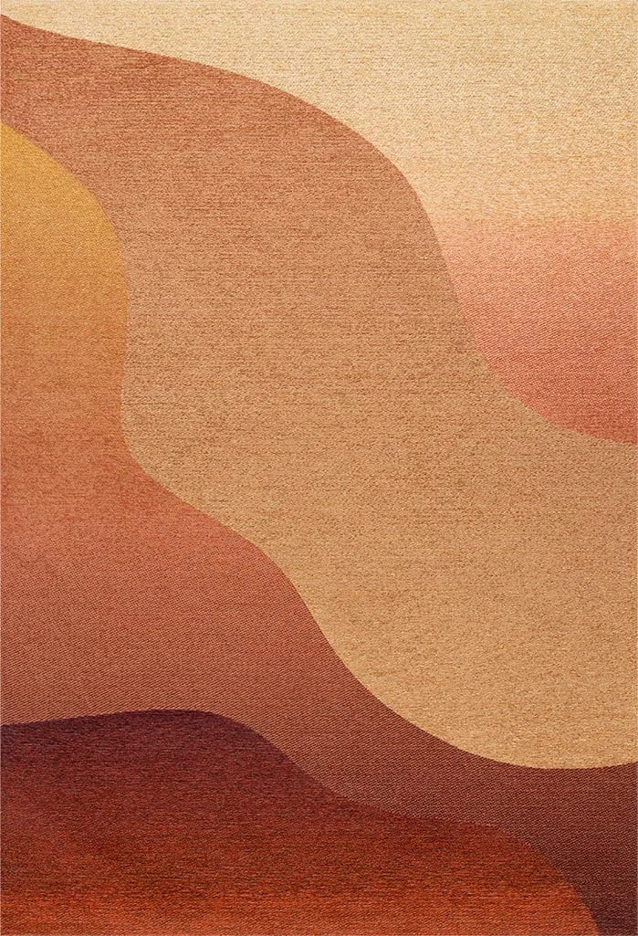 Decoratie Apeldoorn Rood met abstracte banen in kersenrood, beige en oranje