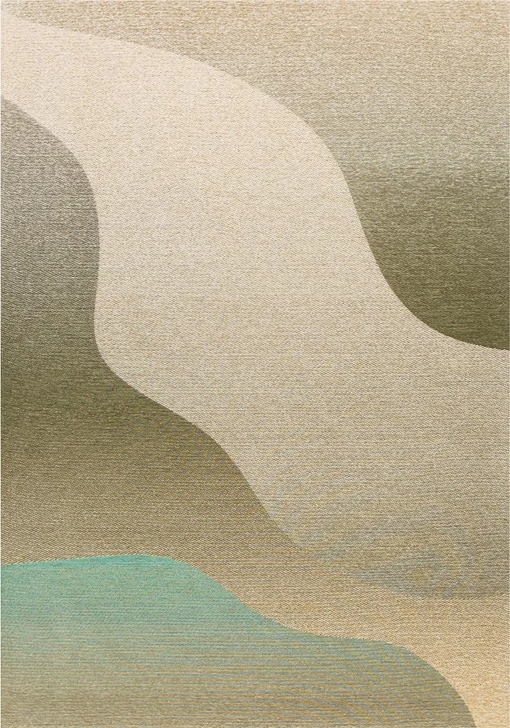 Decoratie Tordine saliegroen met abstracte golven in beige, groen en zacht turquoise, modern woonaccessoire