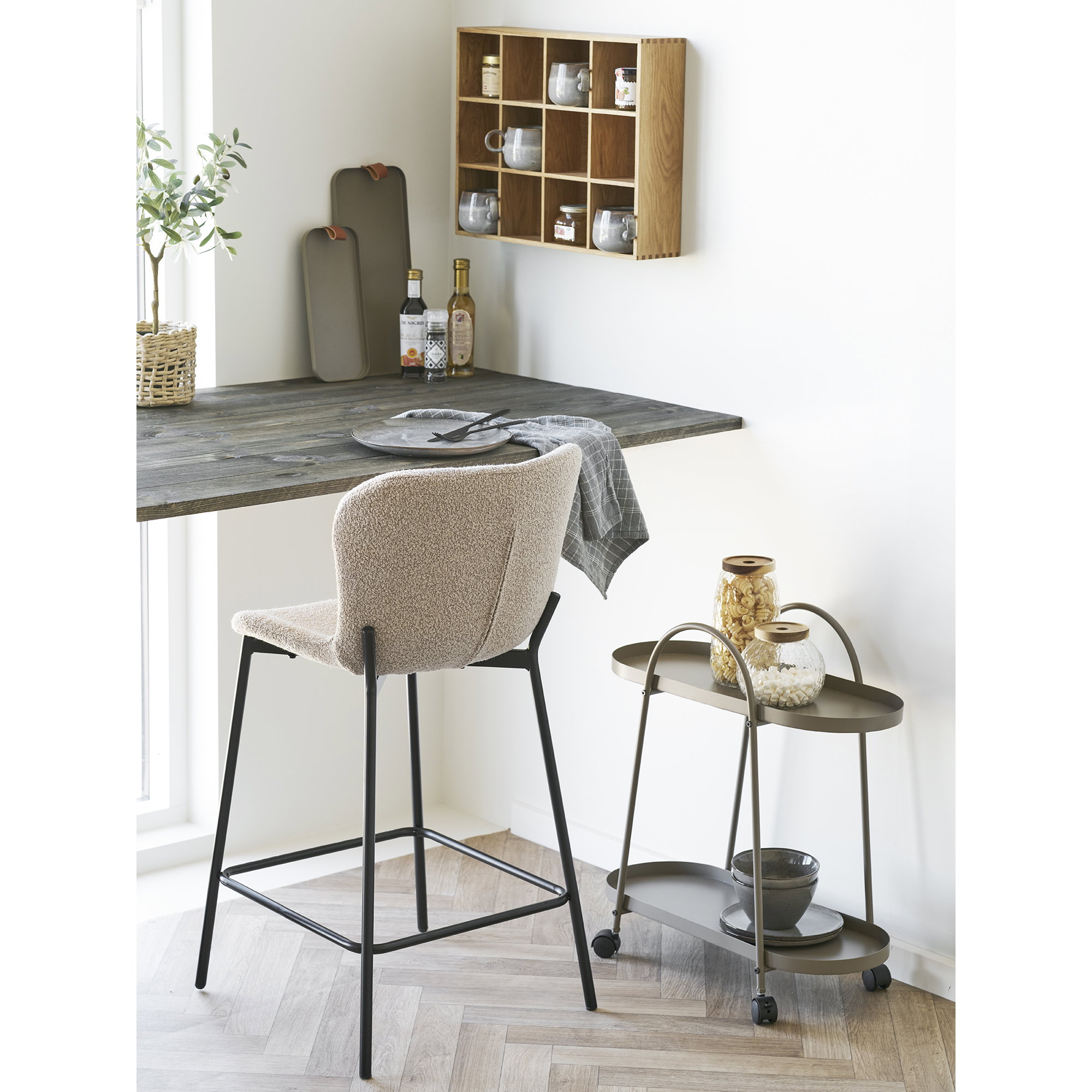 Stoel Steire Polyester Beige - Set van 2 - Afbeelding 6