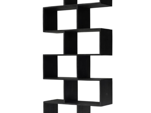 Wandmeubel Faurdine Naturel 180 cm met zwart zig-zag ontwerp van mangohout