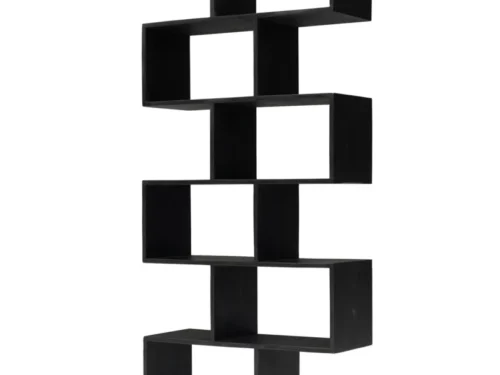 Wandmeubel Faurdine Naturel 180 cm met zwart zig-zag ontwerp van mangohout