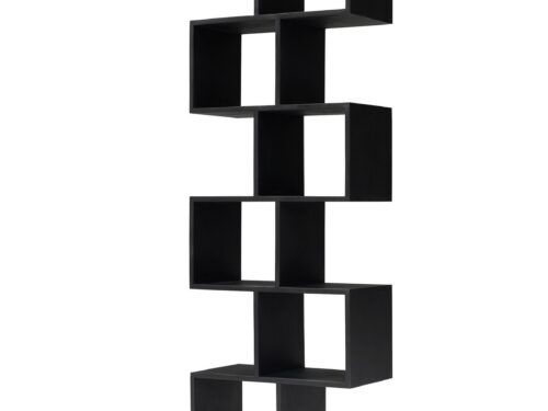 Wandmeubel Nardin Naturel 180 cm met zwart ZIG-ZAG design van mangohout, strak en modern