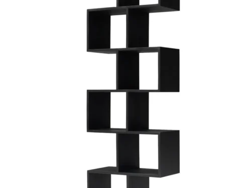 Wandmeubel Nardin Naturel 180 cm met zwart ZIG-ZAG design van mangohout, strak en modern