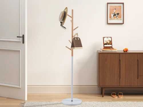 Kapstok Meistal Wit 37 cm met smal ontwerp, haken voor jassen en hoeden in een moderne hal