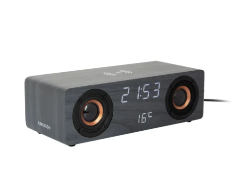 Wekker Jaundia Zwart met Bluetooth-speaker, digitale tijd en temperatuurdisplay