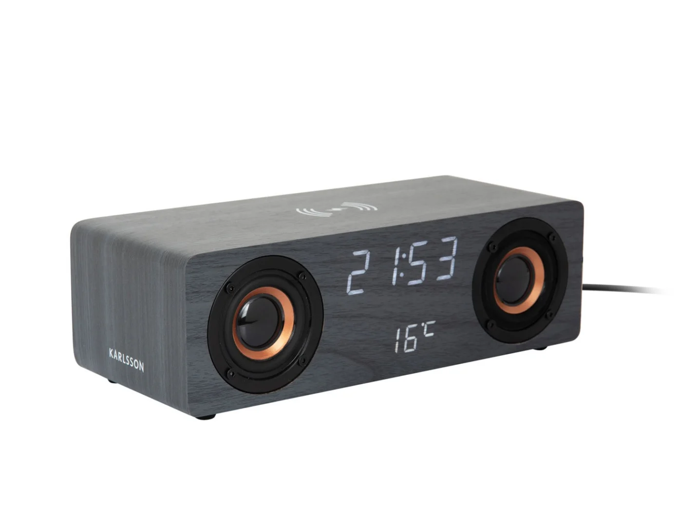 Wekker Jaundia Zwart met Bluetooth-speaker, digitale tijd en temperatuurdisplay