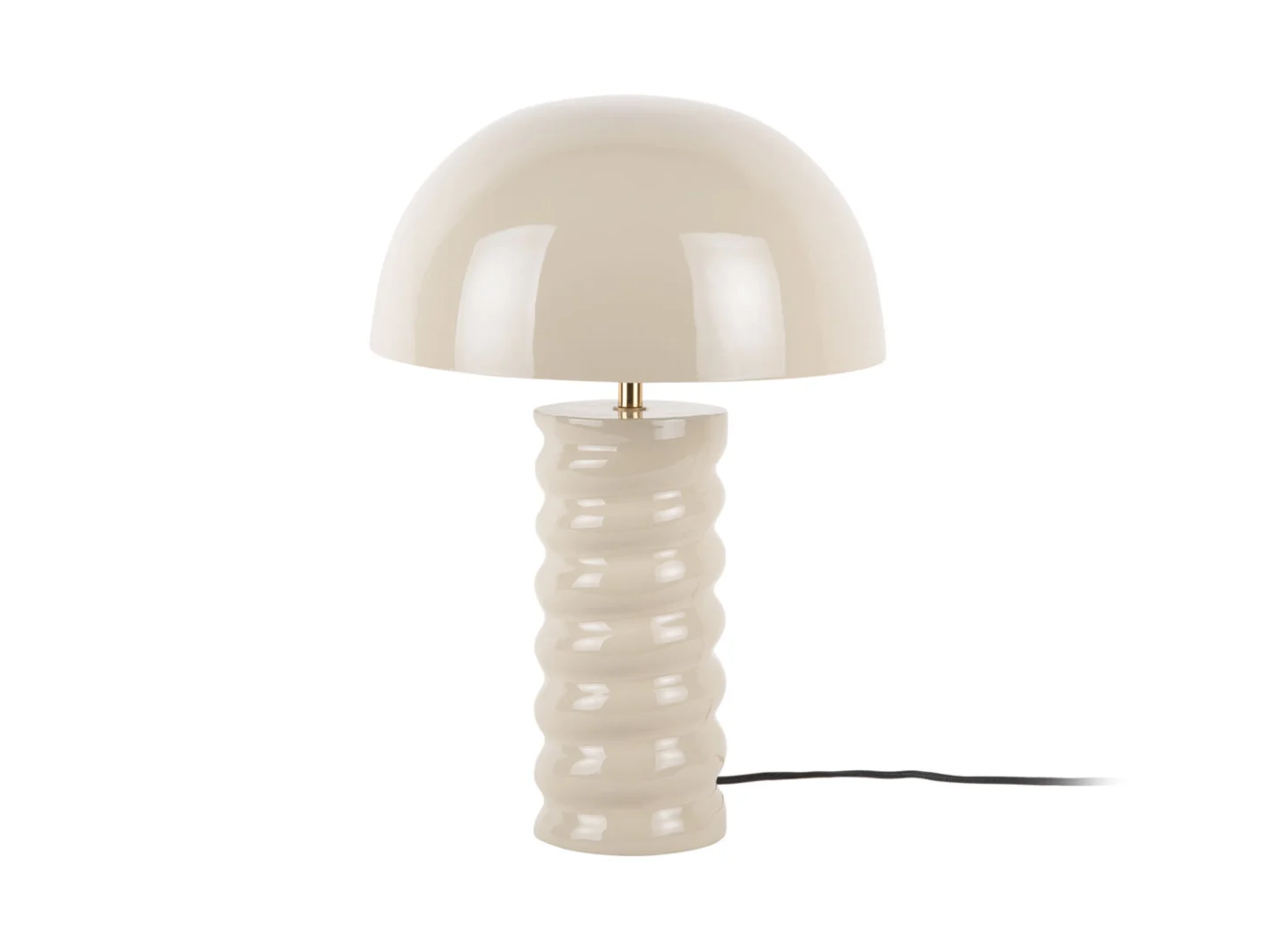 Tafellamp Rebine warm grijs met gekrulde voet en glanzende kap, stijlvol voor tafel of dressoir