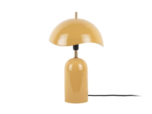 Gele tafellamp Hoobea Ø25 cm met ronde kap, speels design en glanzende afwerking