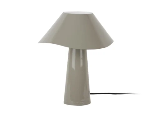 Tafellamp Hanon donkergrijs met ronde voet, wavy kap en snoer; moderne paddenstoelvorm, Ø28 cm