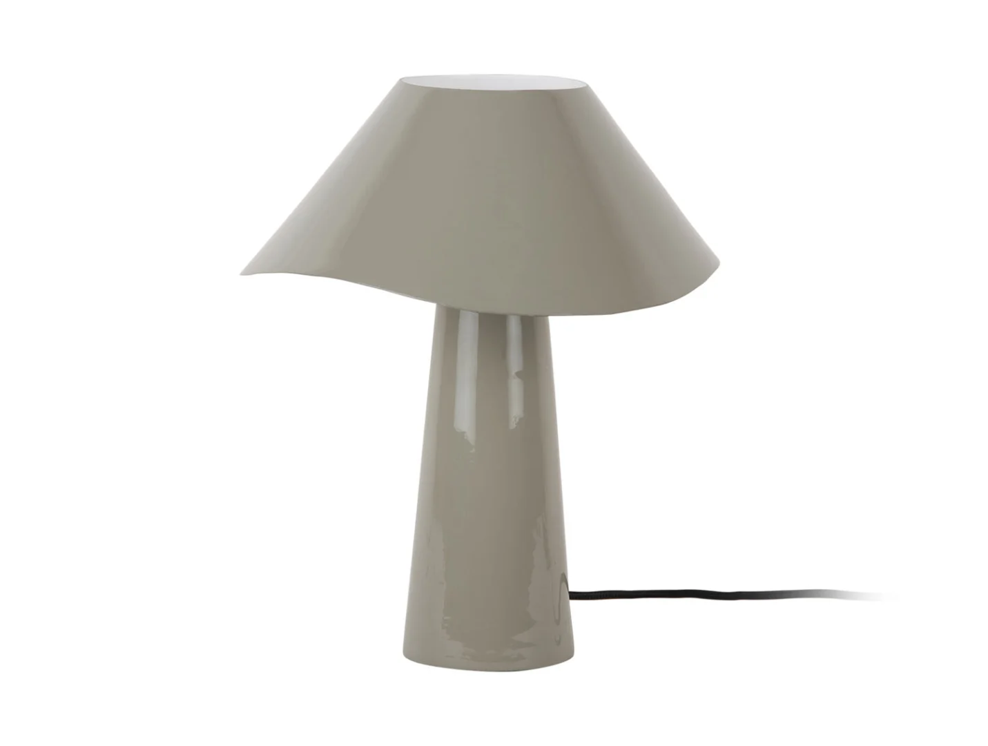 Tafellamp Hanon donkergrijs met ronde voet, wavy kap en snoer; moderne paddenstoelvorm, Ø28 cm