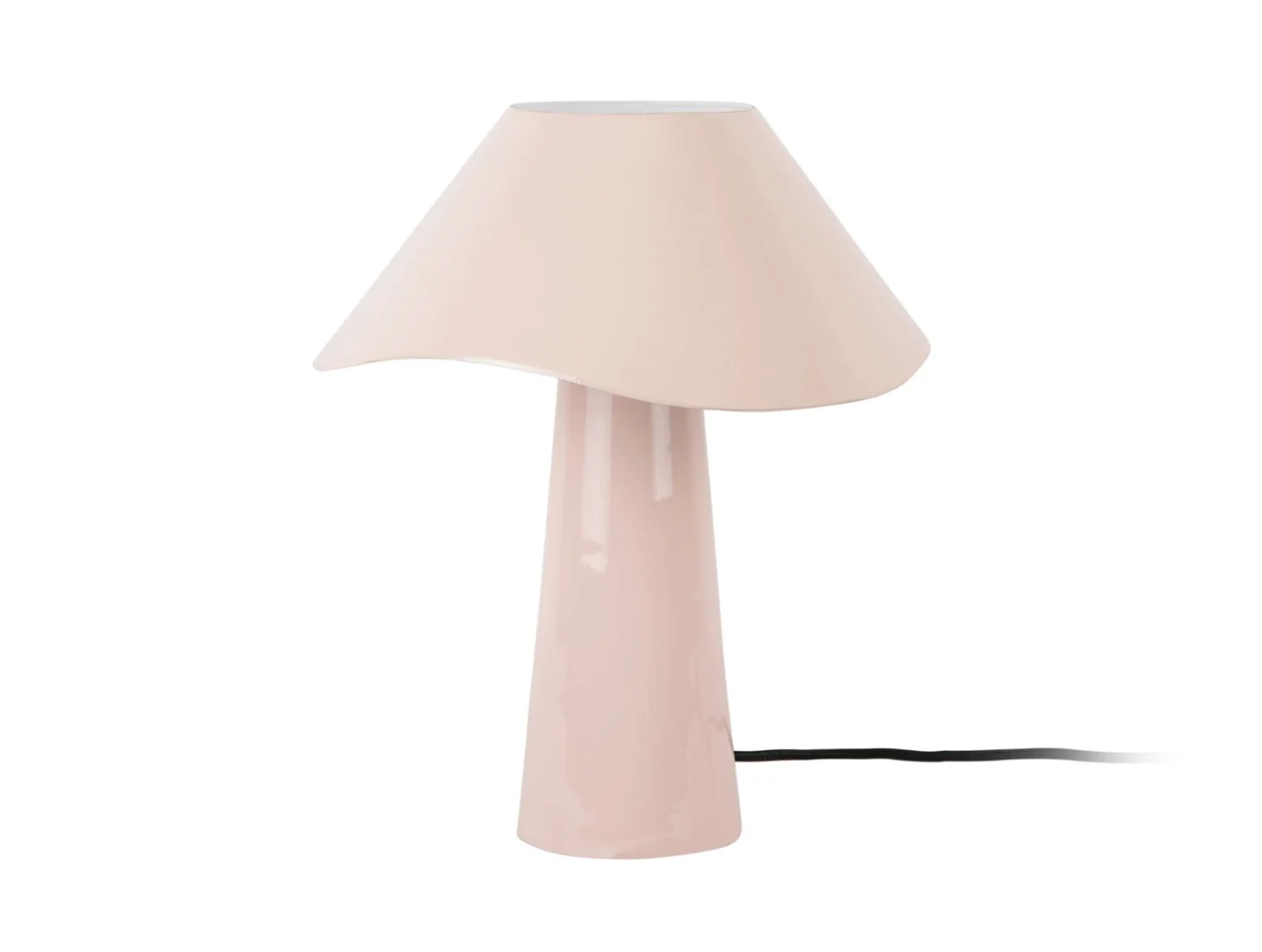 Tafellamp Traurdon zacht roze met ronde kap en glanzende voet, Ø28 cm, modern design