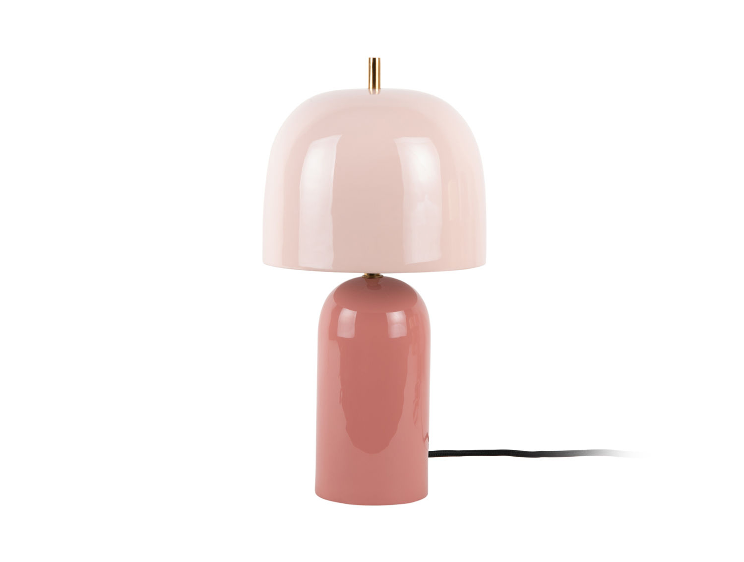 Tafellamp Zaullang zacht roze met ronde kap Ø20 cm, glanzende afwerking en goudkleurige details