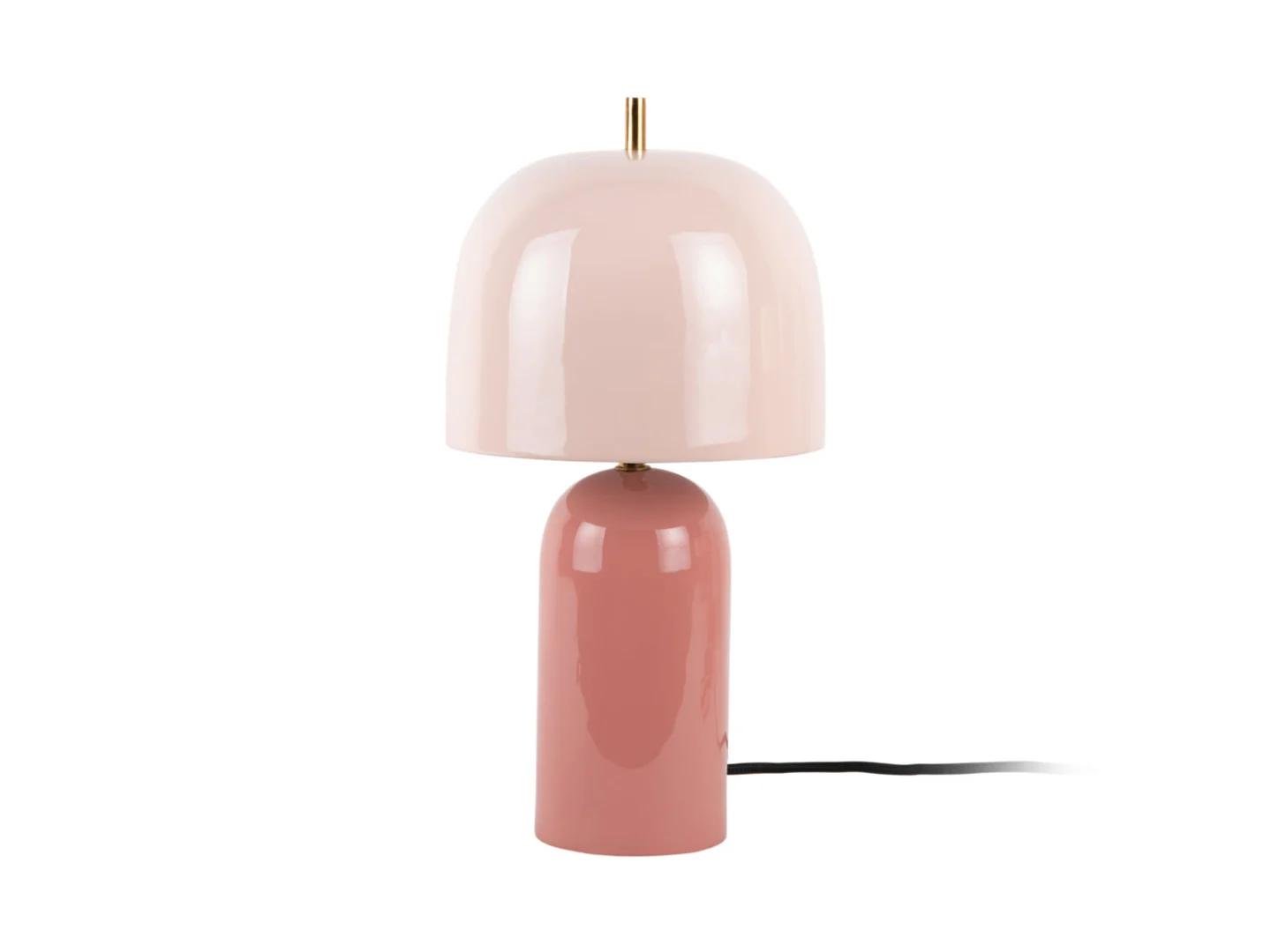 Tafellamp Zaullang zacht roze met ronde kap Ø20 cm, glanzende afwerking en goudkleurige details