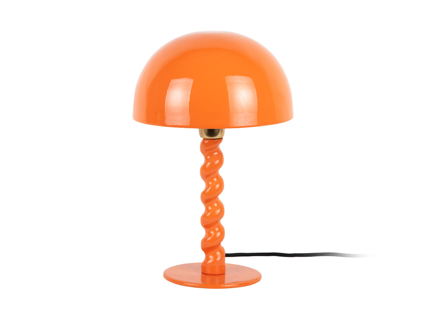 Tafellamp Lancaster helder oranje met gedraaide voet en kap, compact Ø25 cm, opvallend design