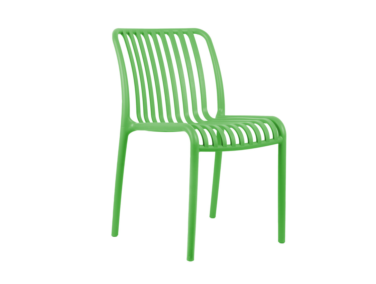 Stoel Stoodik helder groen van plastic, licht en comfortabel met ruim zitvlak voor buitengebruik