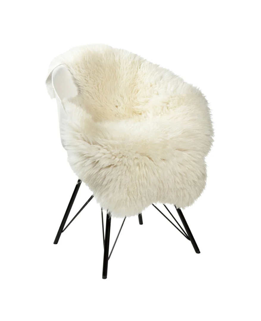 Schapenvacht Flaurmang Naturel 100x65 cm, zachte witte wol als warme stoelbekleding met natuurlijke uitstraling