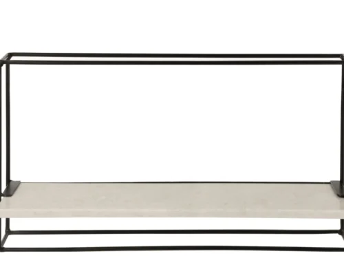 Wandplank Cuntal Metaal 65 cm met wit marmeren plank en zwart ijzeren frame